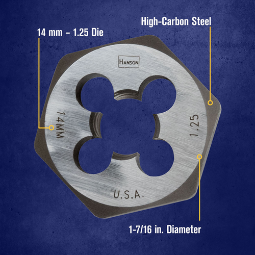 IRWIN DIE 14MM-1.25 1 7/16 SH