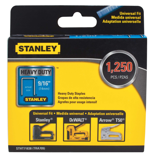 STANLEY STAPLES, HD, 9/16 IN, 1250 PC, PAPER 15/pk