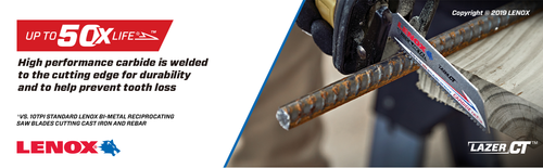 LENOX 9" 8TPi Lazer Ct 9108Rct Reciprocating Saw Blade, 5Pk