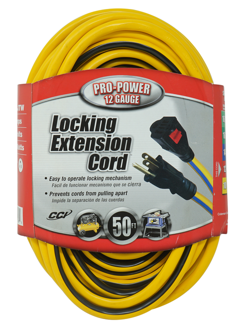 Southwire CORD, LOCKING 12/3 50' SJTW YELLOW 4/BX