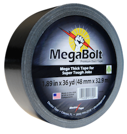 Electro-Tape 2" (48 mm) x 36 yd MegaBolt Super Premium Duct Tape-Black 12/CS