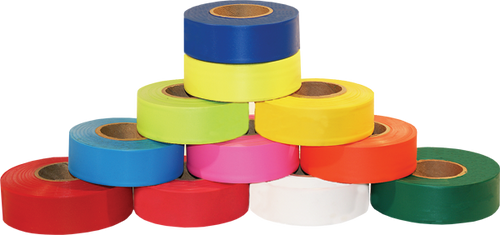 Electro-Tape 1 3/16" (30 mm) x 300 ft Flagging Tape - Standard (Non-Glow) PVC - White 12/CS