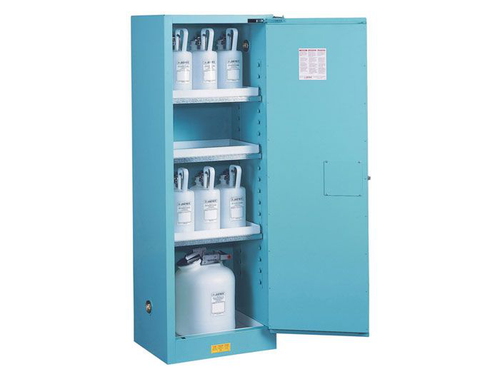 22 Gallon, 3 Shelves, 1 Door, Self Close, Corrosives/Acid Steel Safety Cabinet, Sure-Grip® EX Slimline, Blue - 892222