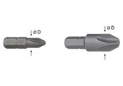 Phillips #3 Insert Bit Extra Hard 1" Long 1/4" Hex 100/Pack