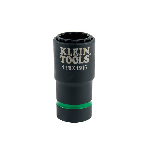 Klein 2-in-1 Impact Socket, 12-Point, 1-1/8 and 15/16-Inch