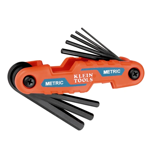 Compact Folding Hex Key Set, 8-Key, Metric Sizes