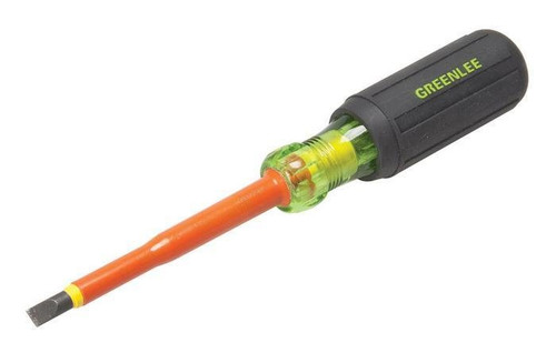 GREENLEE Screwdriver, Insulated, Cabinet Tip, 1/4" x 4"
