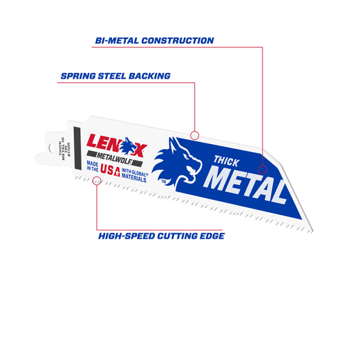 LENOX Lazer Metal Cutting Reciprocating Saw Blade, Bi-Metal, 6-Inch, 10 TPi, 25/Pk