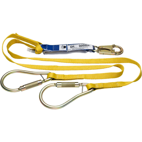 DeCoil TwinLeg Lanyard (1" web, Snaphook and 2" Carabiners) - 6'