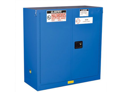 30 Gallon, 1 Shelf, 2 Door, Self-Close, Hazardous Material Cabinet, ChemCor®, Royal Blue - 8630282