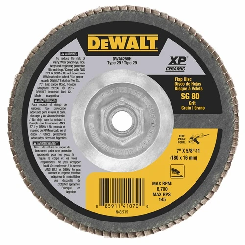 DEWALT 7X5/8-11IN SG80 T29 CER FLAP DISC 5/bx