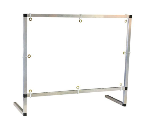 3' x 3' Counter/Desktop With Document Pass Thru Area Workspace Cough and Sneeze Guard, PVC in Aluminum Frame - 15614