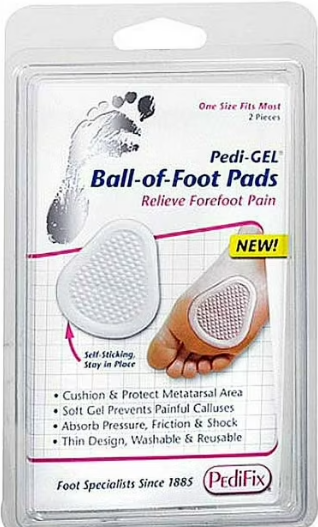 PediFix Pedi-GEL Ball-of-Foot Pads, 2-Count – Gel Metatarsal Cushions for Forefoot Comfort