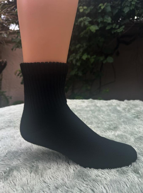 Pure Stride Economical Diabetic Socks – Quarter Length, Black | Non-Binding Comfort