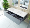 Vitri 60 - Fossil Grey Double Sink Cabinet + Matte White Viva Stone Solid Surface Double Sink Countertop