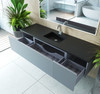 Vitri 72 - Fossil Grey Single Sink Cabinet + Matte Black Viva Stone Solid Surface Center Sink Countertop