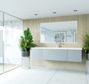 Vitri 72 - Fossil Grey Single Sink Cabinet + Matte White Viva Stone Solid Surface Center Sink Countertop