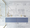 Vitri 72 - Nautical Blue Double Sink Cabinet + Matte White Viva Stone Solid Surface Double Sink Countertop