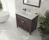 Wimbledon - 36 - Brown Cabinet + White Carrara Marble Countertop
