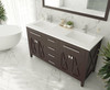 Wimbledon - 60 - Brown Cabinet + Matte White Viva Stone Solid Surface Countertop