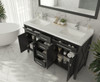 Wimbledon - 60 - Espresso Cabinet + White Stripes Marble Countertop