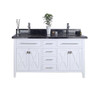 Wimbledon - 60 - White Cabinet + Black Wood Marble Countertop