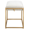 Uttermost Paradox Small Gold & White Shearling Bench