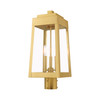 Livex Lighting 3 Lt Satin Brass Outdoor Post Top Lantern - 20856-12