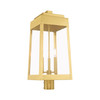 Livex Lighting 3 Lt Satin Brass Outdoor Post Top Lantern - 20859-12