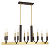 Livex Lighting 10 Lt Satin Brass & Bronze Linear Chandelier - 51168-12