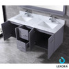 Amelie 60" Dark Grey Double Vanity, White Carrara Marble Top, White Square Sinks And 60" Mirror