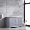 Dukes 48" Dark Grey Single Vanity, White Carrara Marble Top, White Square Sink And No Mirror