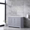 Dukes 48" Dark Grey Single Vanity, White Carrara Marble Top, White Square Sink And No Mirror