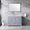 Dukes 48" Dark Grey Single Vanity, White Carrara Marble Top, White Square Sink And 46" Mirror