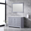 Dukes 48" Dark Grey Single Vanity, White Carrara Marble Top, White Square Sink And 46" Mirror W/ Faucet