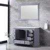 Dukes 48" Dark Grey Single Vanity, White Carrara Marble Top, White Square Sink And 46" Mirror W/ Faucet