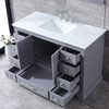 Dukes 48" Dark Grey Single Vanity, White Carrara Marble Top, White Square Sink And 46" Mirror W/ Faucet