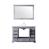 Dukes 48" Dark Grey Single Vanity, White Carrara Marble Top, White Square Sink And 46" Mirror W/ Faucet