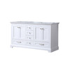 Dukes 60" White Double Vanity, White Carrara Marble Top, White Square Sinks And No Mirror