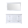 Dukes 60" White Double Vanity, White Carrara Marble Top, White Square Sinks And 58" Mirror