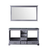 Dukes 60" Dark Grey Double Vanity, No Top And 58" Mirror