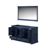 Dukes 60" Navy Blue Double Vanity, No Top And 58" Mirror