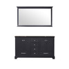 Dukes 60" Espresso Double Vanity, No Top And 58" Mirror