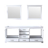 Dukes 80" White Double Vanity, No Top And 30" Mirrors