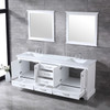 Dukes 80" White Double Vanity, White Carrara Marble Top, White Square Sinks And 30" Mirrors W/ Faucets