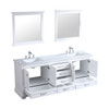 Dukes 80" White Double Vanity, White Carrara Marble Top, White Square Sinks And 30" Mirrors W/ Faucets