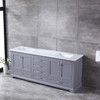 Dukes 80" Dark Grey Double Vanity, White Carrara Marble Top, White Square Sinks And No Mirror