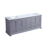 Dukes 80" Dark Grey Double Vanity, White Carrara Marble Top, White Square Sinks And No Mirror