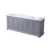 Dukes 80" Dark Grey Double Vanity, White Carrara Marble Top, White Square Sinks And No Mirror