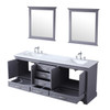 Dukes 80" Dark Grey Double Vanity, White Carrara Marble Top, White Square Sinks And 30" Mirrors W/ Faucets